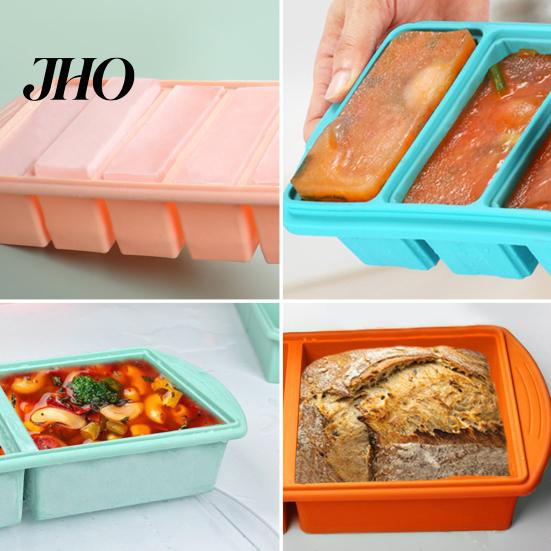 Caja de Comida para Control de Porciones Bandeja de Silicona para Congelar Sopa con Tapa Flexible Libre de BPA a Prueba de Fugas Moldes Versátiles para Congelar para Sopas Salsas Y Complementarios