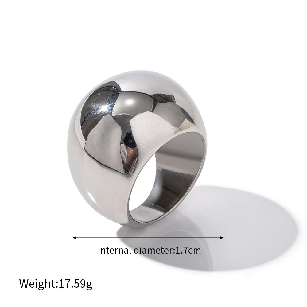 Stylish Texture Finger Jewelry Stainless Steel Waterproof Dome Ring Irregular Bold Chunky Geometric Ring for Girls