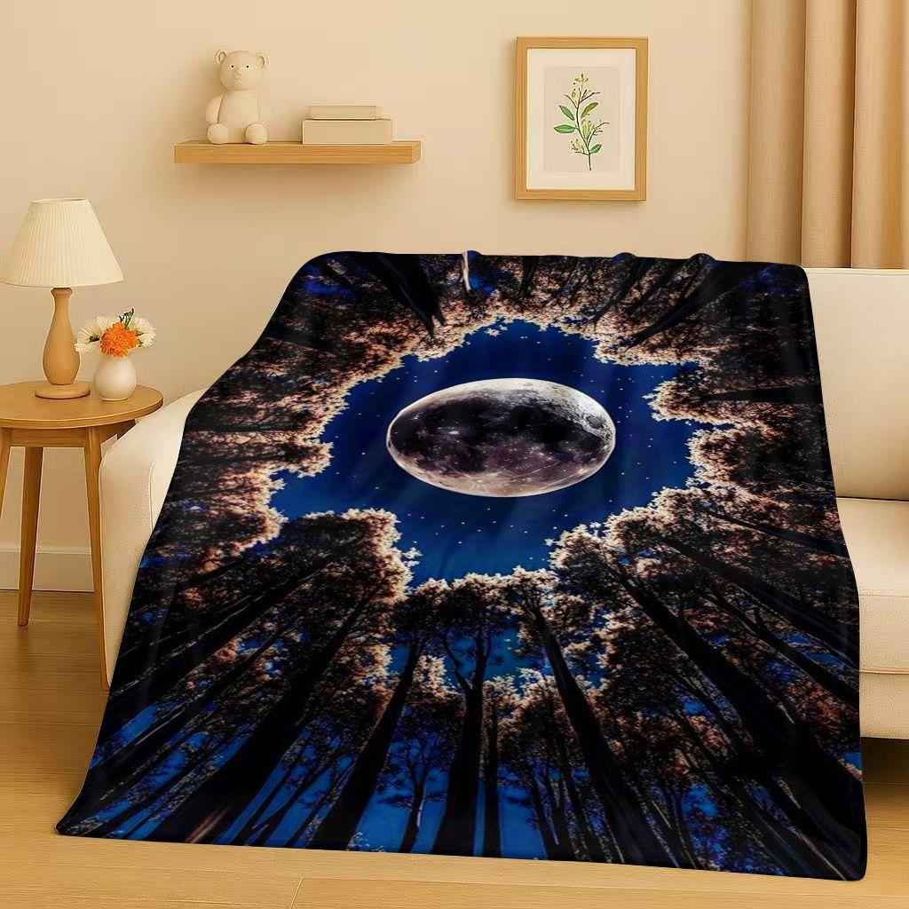 3D Beautiful Natural Scenery Sea Sky Tree Flannel Blanket,Ultra Soft Warm Plush Throw for Home Bedroom Bed Sofa Cover Kids Gift