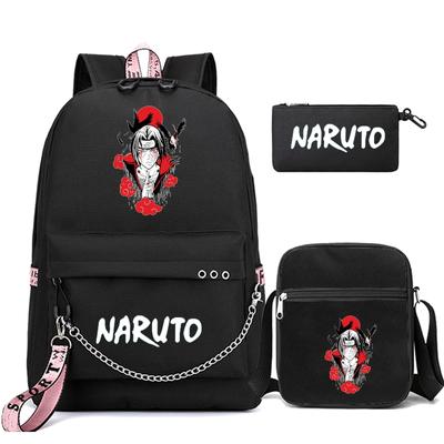 3 sztuk/zestaw Anime Naruto plecak dla chłopca dziewczyna powrót do tornister Bookbag Student Kawaii plecak torba mężczyźni kobiety rozrywka torba podróżna