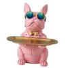 Bulldog Statue Key Holder Resin Modern Bulldog Candy Dish Key Holder Tray for Home Entryway Table Decor Pink