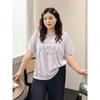 Plus Size Women Clothing [Heavy Industry Fashion Brand T] Sweet Lace Embroidery Short Sleeve T-shirt Summer Chubby Girl Loose Casual Top