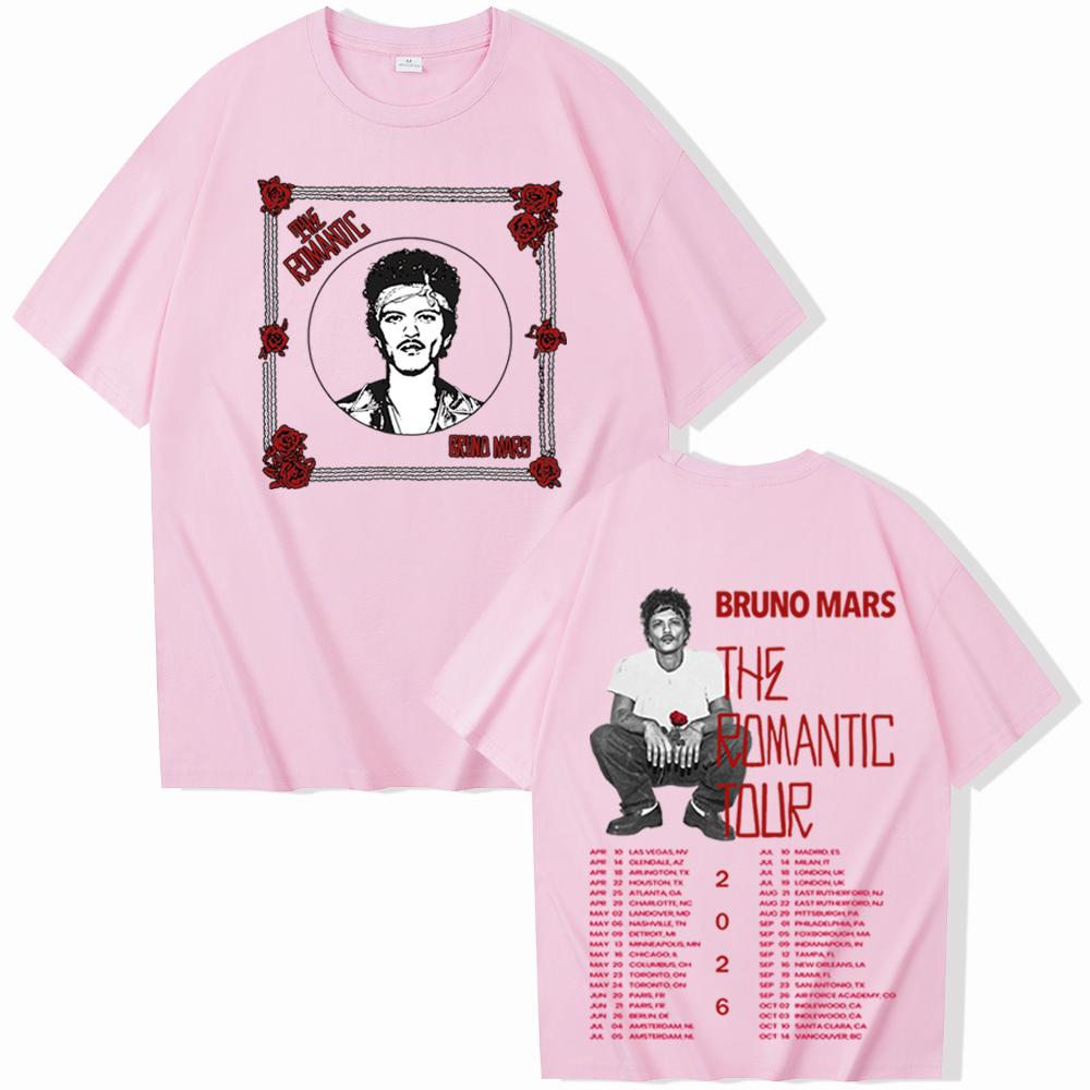 Bruno Mars The Romantic Tour 2026 Fans Gift Tshirt Man Woman Harajuku Short Sleeve Oneck Casual Shirt
