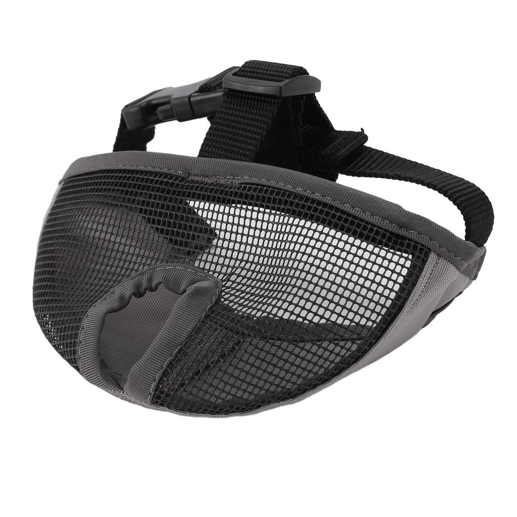 Short Snout Dog Muzzle Soft Comfortable Breathable Flat Face Bulldog Muzzle for Biting Chewing Licking Gray S