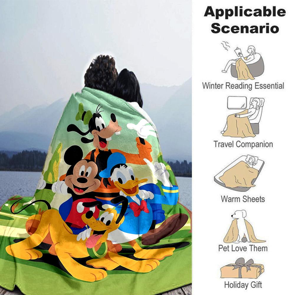 Mickey Friends Adventure Flannel Blanket Super Soft Warm Cozy Blanket For Sofa Bed Office Travel Allseason Home Decor Gift