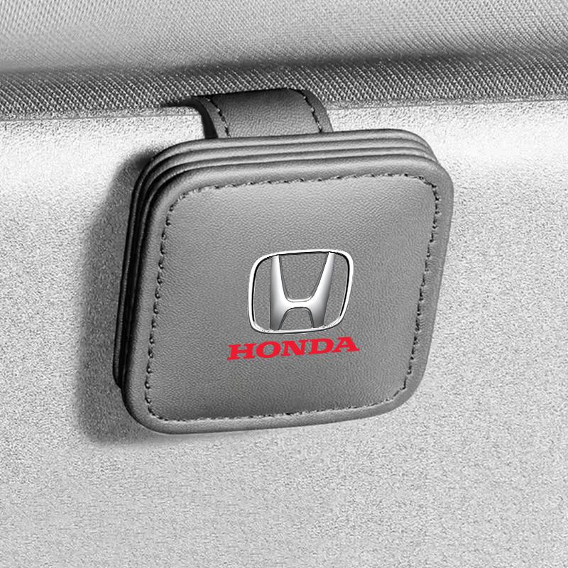 Car Sunglasses Holder Leather Eyeglasses Hanger Sun Visor Glasses for Honda Fit Civic Accord 7 8 9 10 Pilot City Jazz CRV HRV