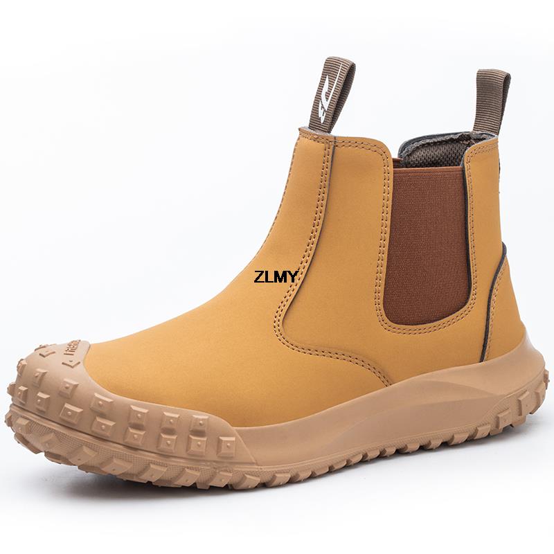 Fashion Waterproof Safety Shoes For Man Puncture Proof Work Safety Boots Men Chelsea Boots Steel Toe Work Shoes Industrial Security Male