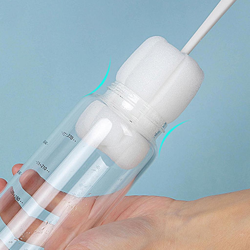 Spazzola per Bottiglie con Spugna e Manico Lungo Pulizia a 360 gradi Elastica Flessibile Design con Foro per Appenderla Spugna Morbida