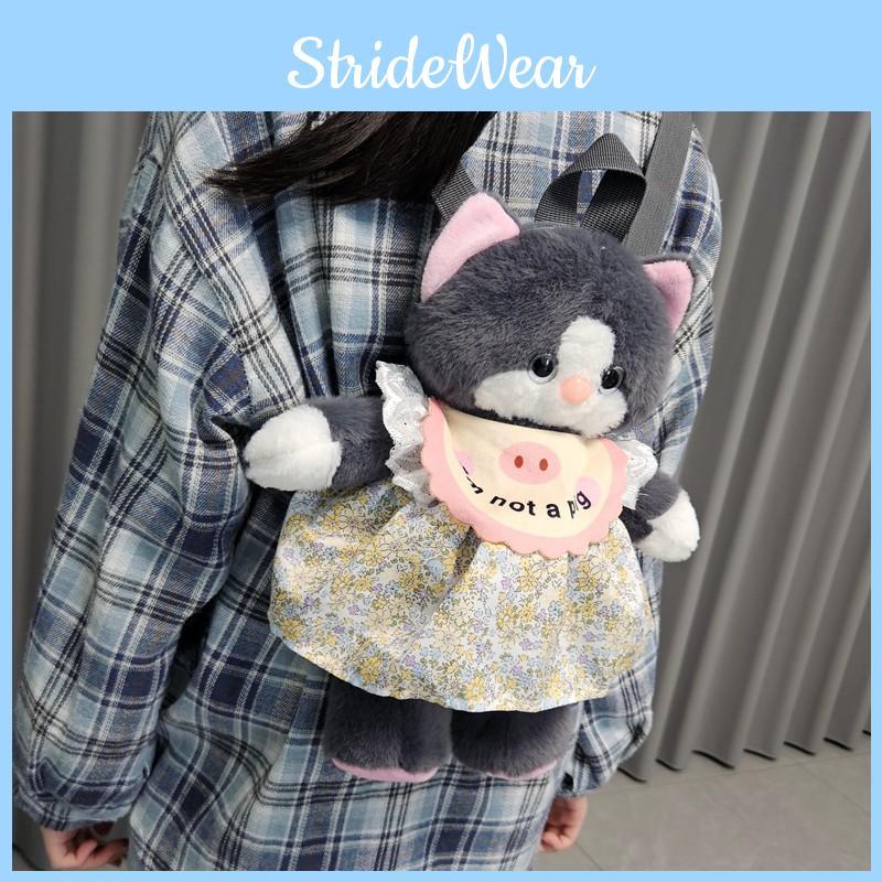 Cat Cute Running Backpack Wearing Floral Dress Design For Kids Teens And