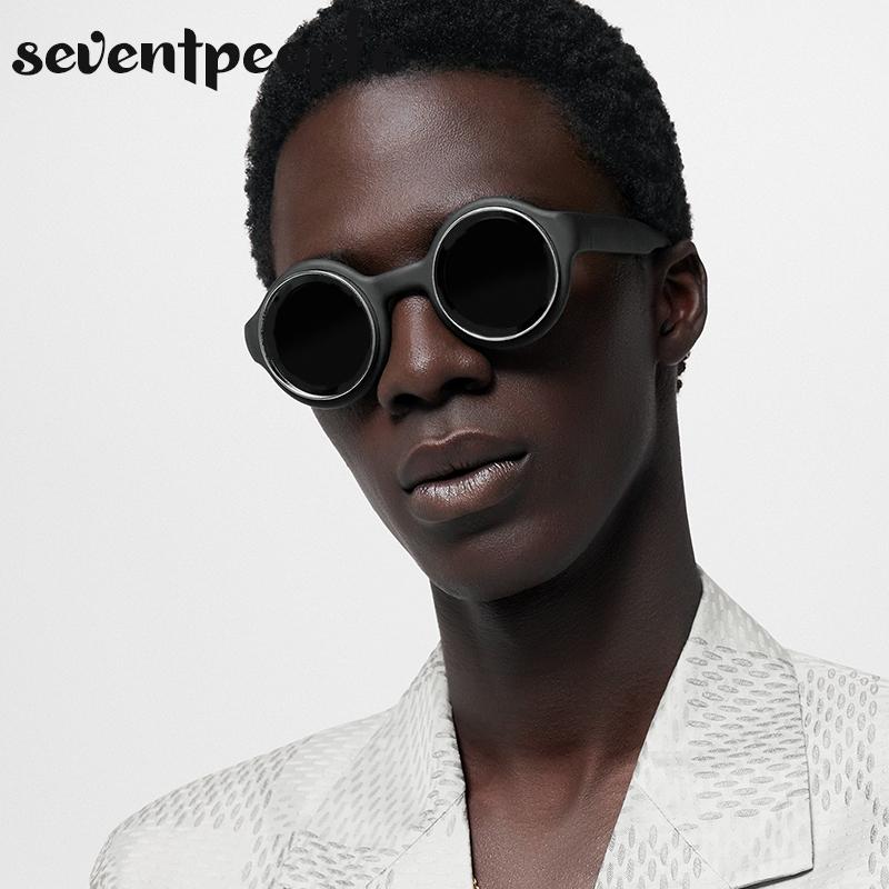 Punk Round Sunglasses Men  Luxury Brand Design Steampunk Sun Glasses For Male Summer New Fashion Small Frame Shades Eyewear