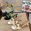 Fashion 2024 Bow Women Sandals Green High Medium Heel FNews Fashion Chic Party Weddings Gold Sexy Designer Wedding Elegant Shoes