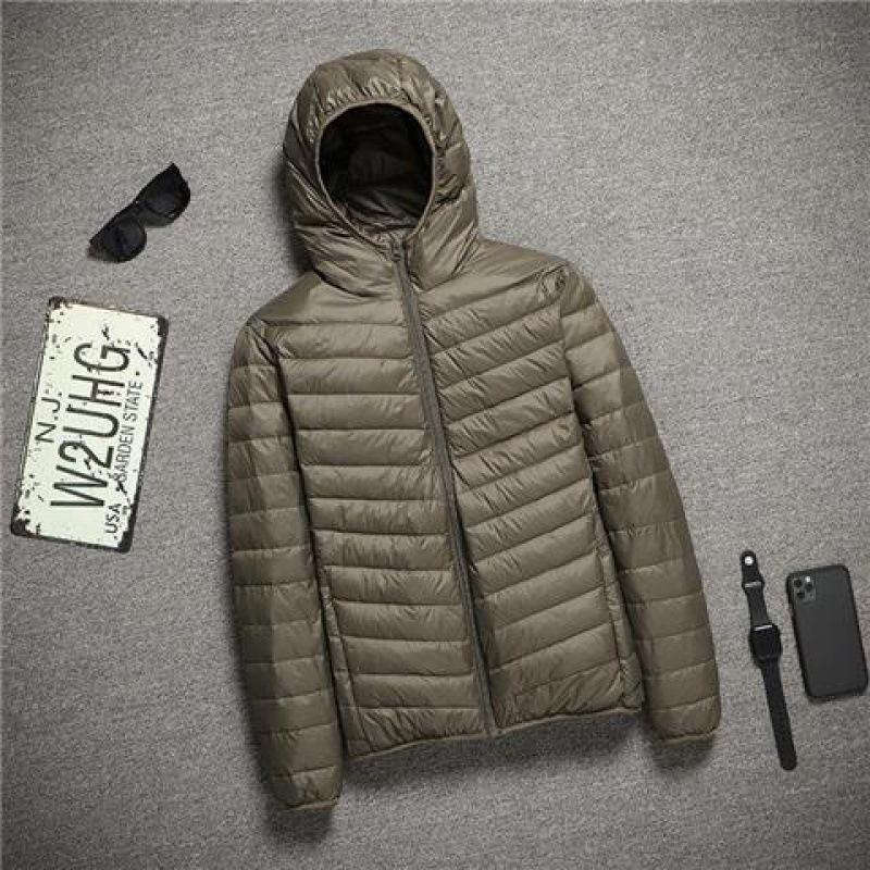 Men's 2023 Lightweight Cotton Jacket - Thin, Versatile, Stand Collar, Short, with Hood for Autumn/Winter