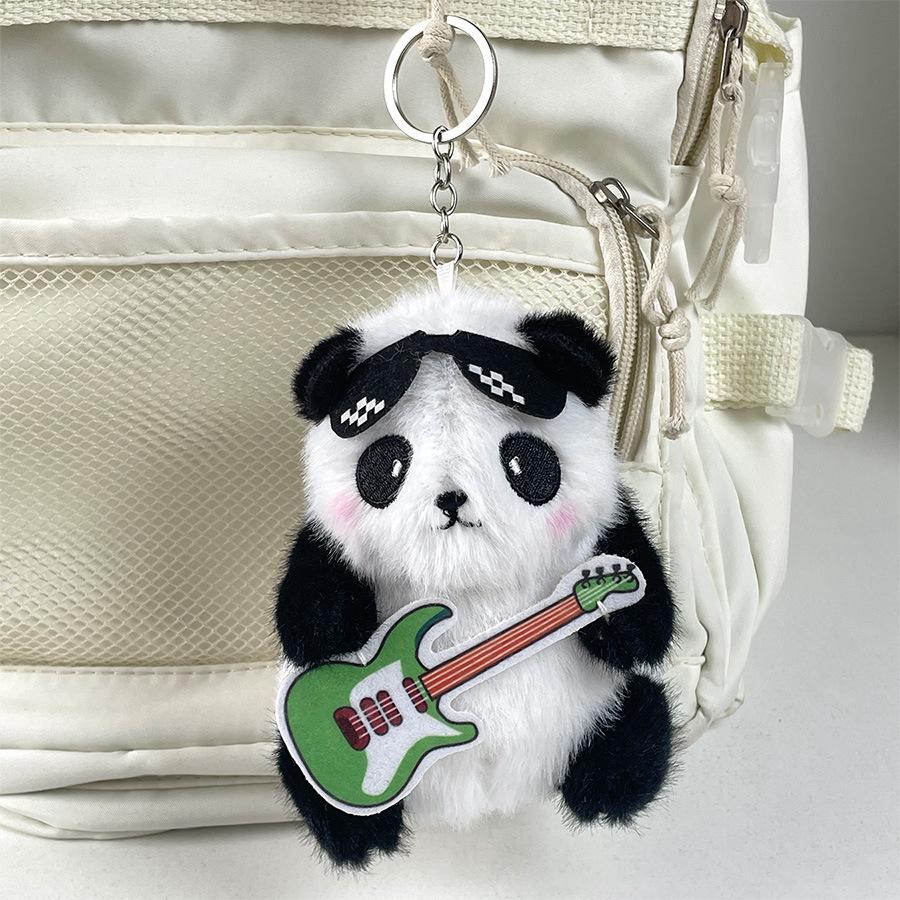 

Panda Plush Adorable Toy With Guitar Keychain Cute Blush Panda Animal Stuffed зелёный