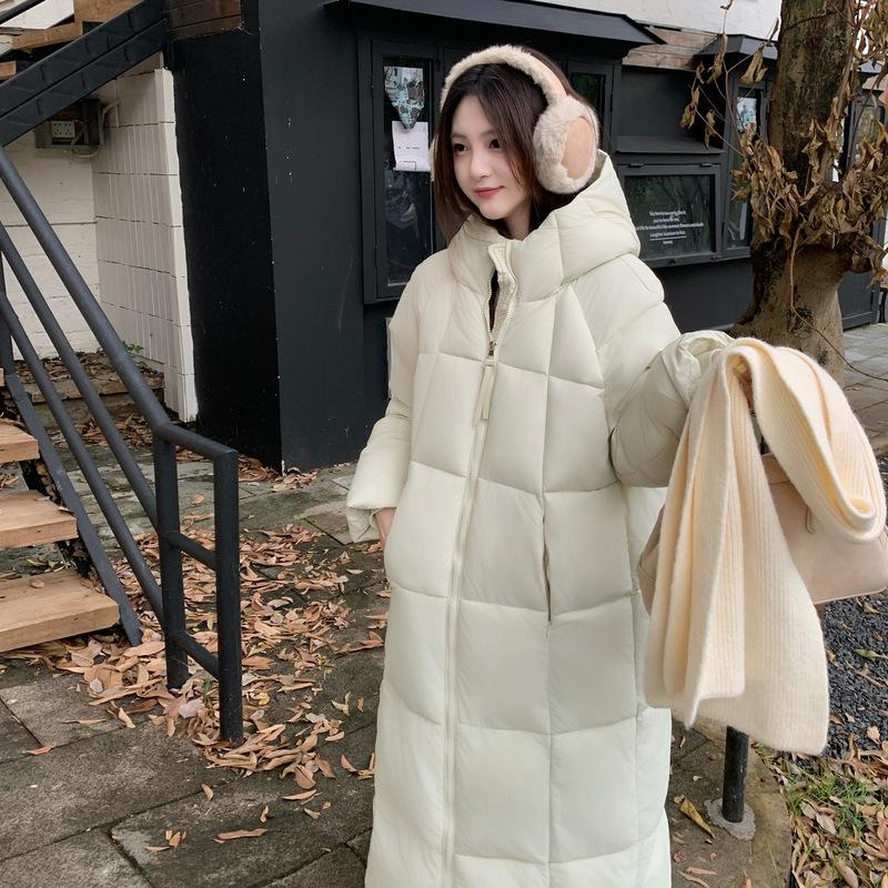 Down cotton-padded clothes women's medium and long popular hooded knee-length cotton-padded jackets