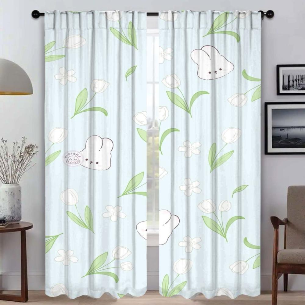 Kitchen Curtains for Living Room Curtain a Lot of Flowers Shades Partition Blinds Tulle for Bedroom Halloween Decoration Elegant