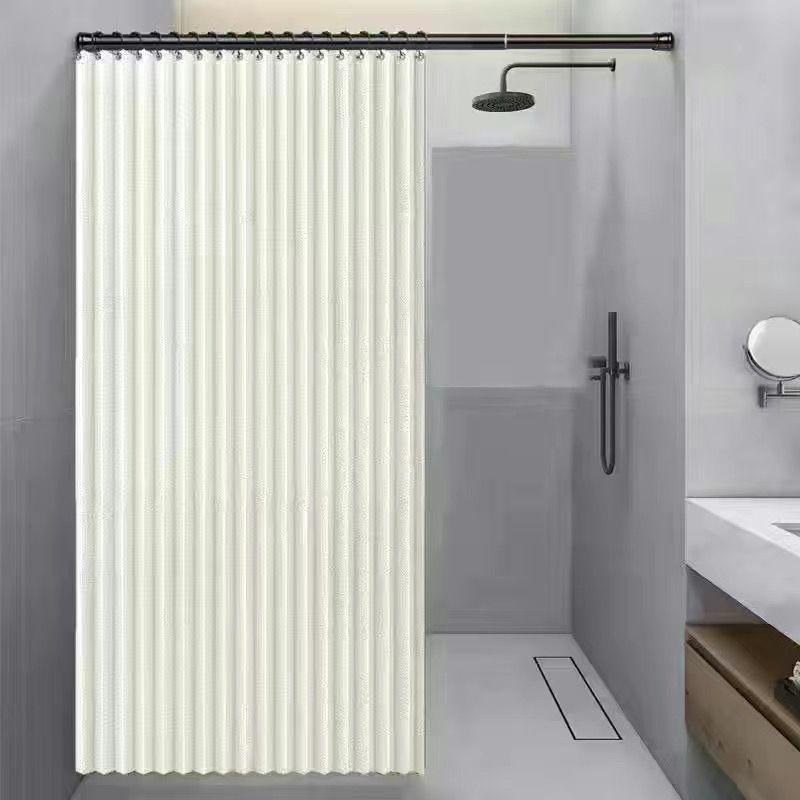 Magnetic No-Drill Waterproof Folding Shower Curtain Set for Bathroom Wet/Dry Separation