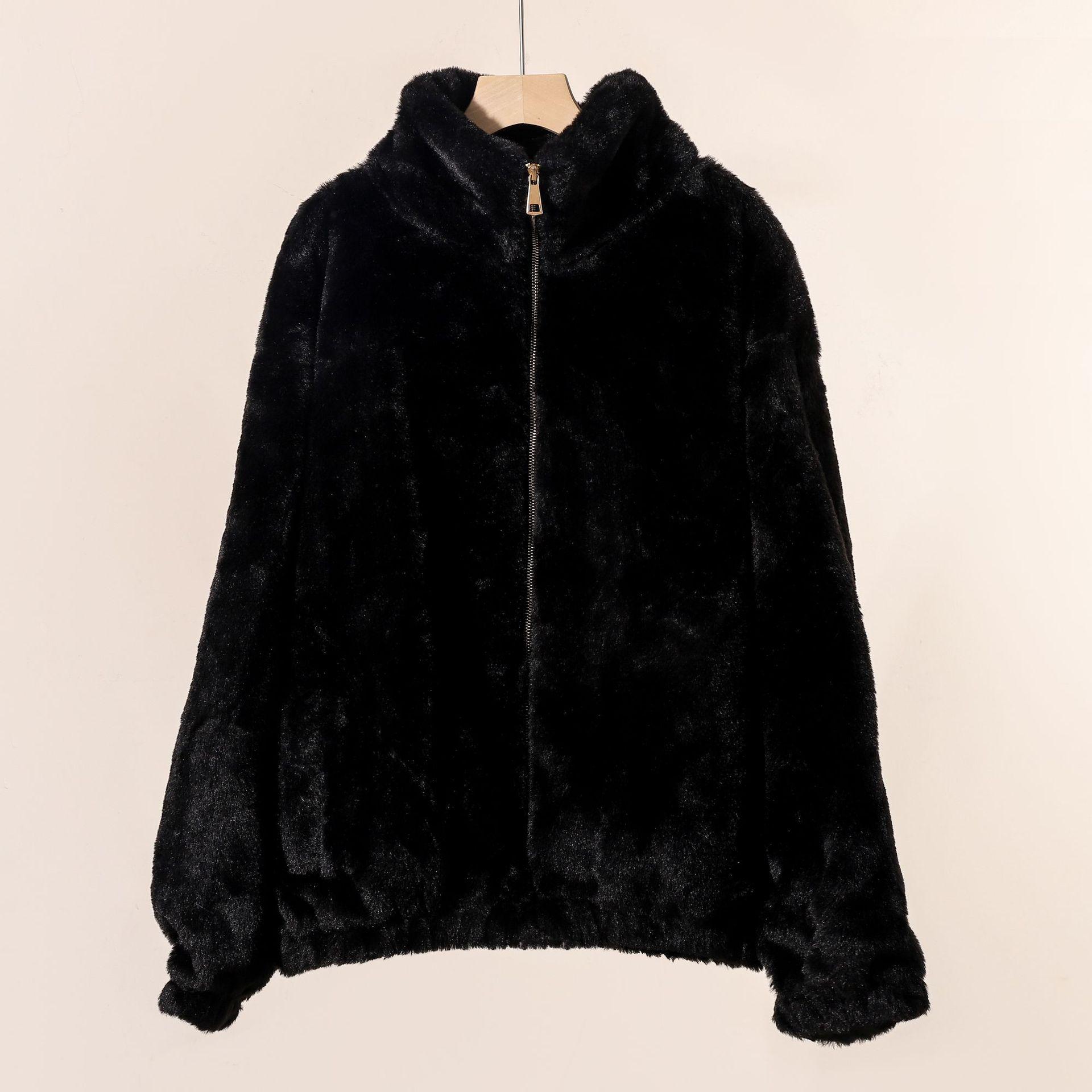 

Autumn and winter coat new fur 650g imitation rabbit fur women s top, light wind and warm fleece one size fits all чорний