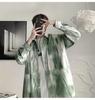 Men's Tie-Dye Long-Sleeve Floral Shirt - Trendy Hong Kong Style, Loose Fit, Casual Punk Fashion for Autumn