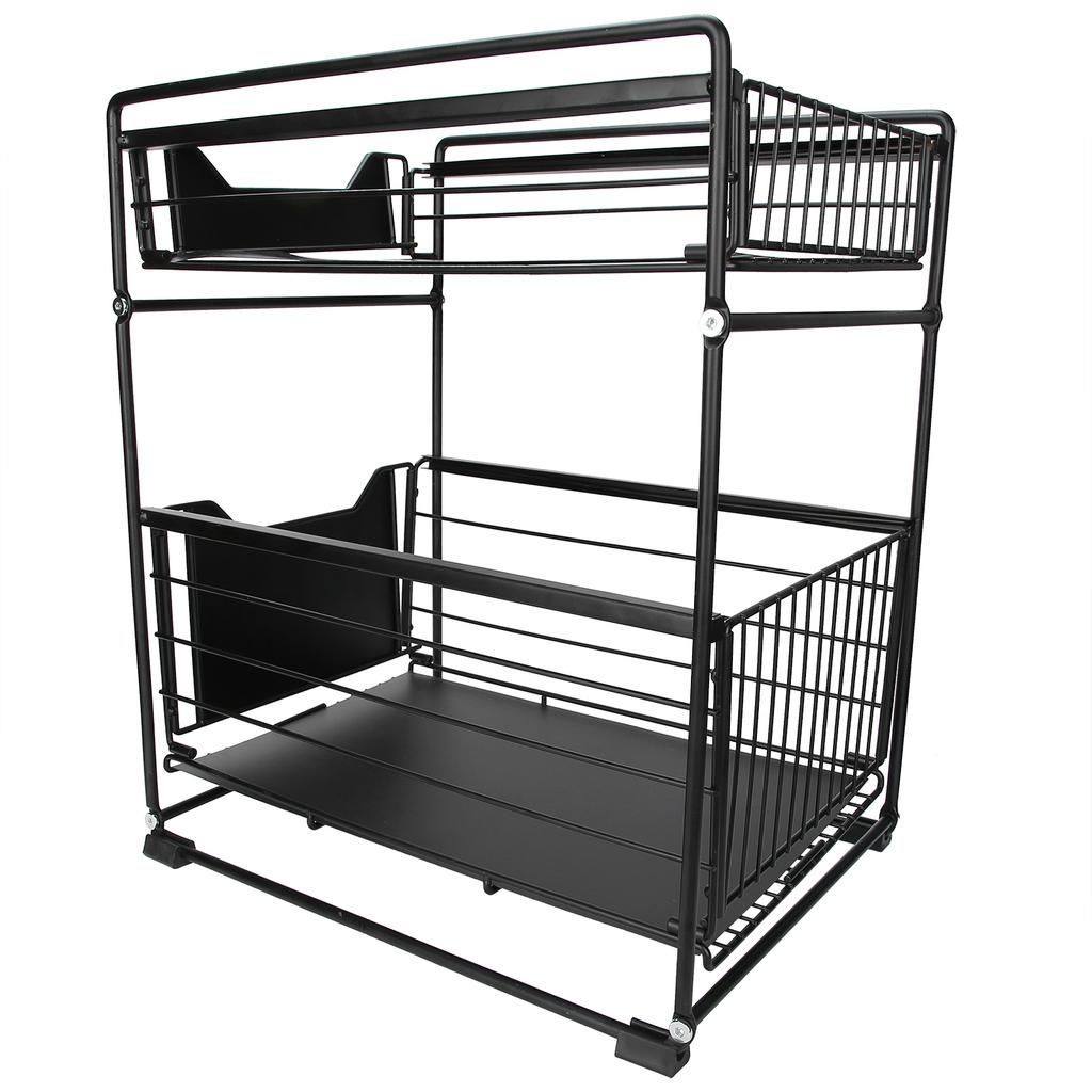 2-Layer Household Pull Out Kitchen Storage Rack Kitchen Office Cosmetic Organizer