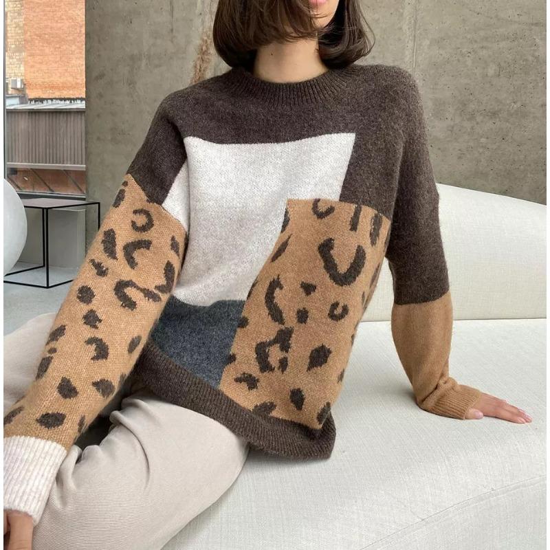 Women's Autumn and Winter Round Neck Loose Pullover Knitted Sweater