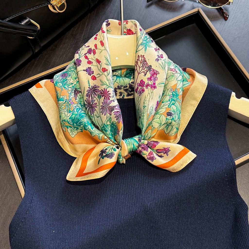 100% Silk Scarf Women Shawls Wraps for Ladies Foulard Scarves Pashmina Neckerchief Female Hijab Bandana Luxury Fashion bufanda