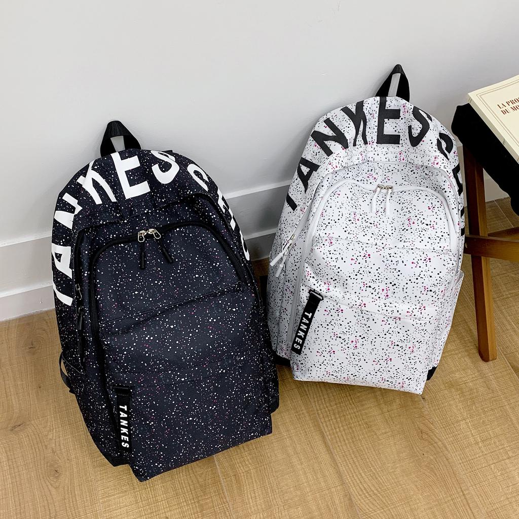 Schoolbag Star Polka Dot Large Capacity Student School Bag Alphabet Printing Junior High School Student School Bag Double Shoulder Computer Bag