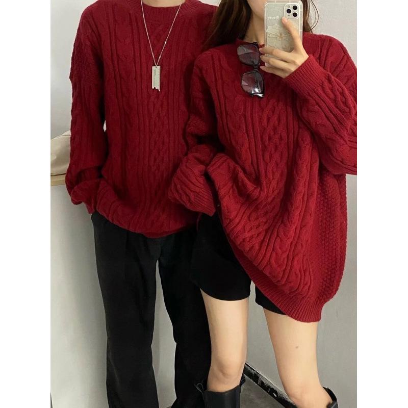

Year of the Dragon Red Couple s Knit Sweater for Autumn/Winter 2024 - Perfect for Engagements and New Year Celebrations L червоний