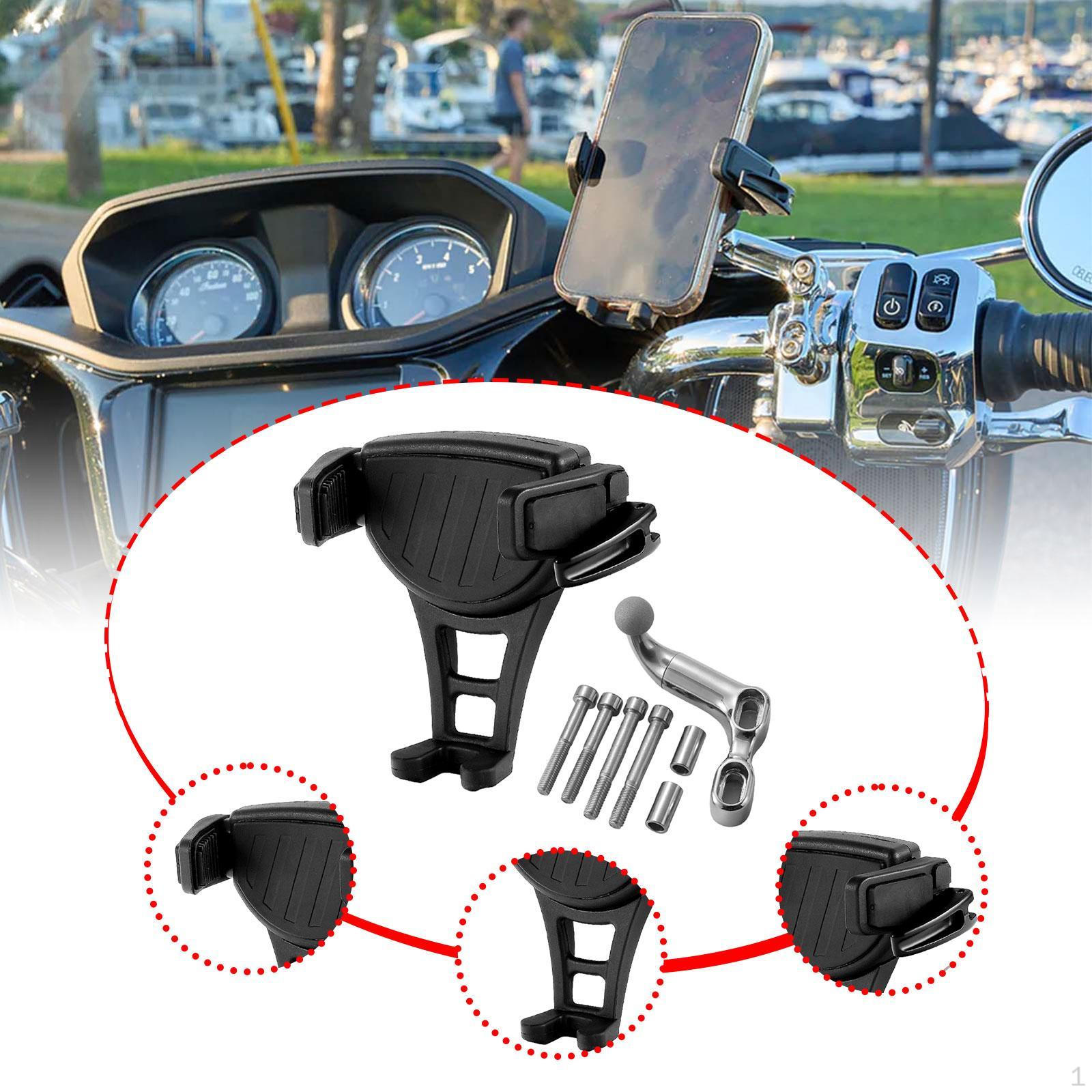 

Phone Holder W/ Offset Bracket Easy Installation Motorcycle Devices Stand for Rh975S Special серебряный