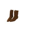 Cowhide version Korean version low-heeled pointed pleated stacking boots 2025 autumn and winter new retro flat-bottomed Martin boots cowboy boots