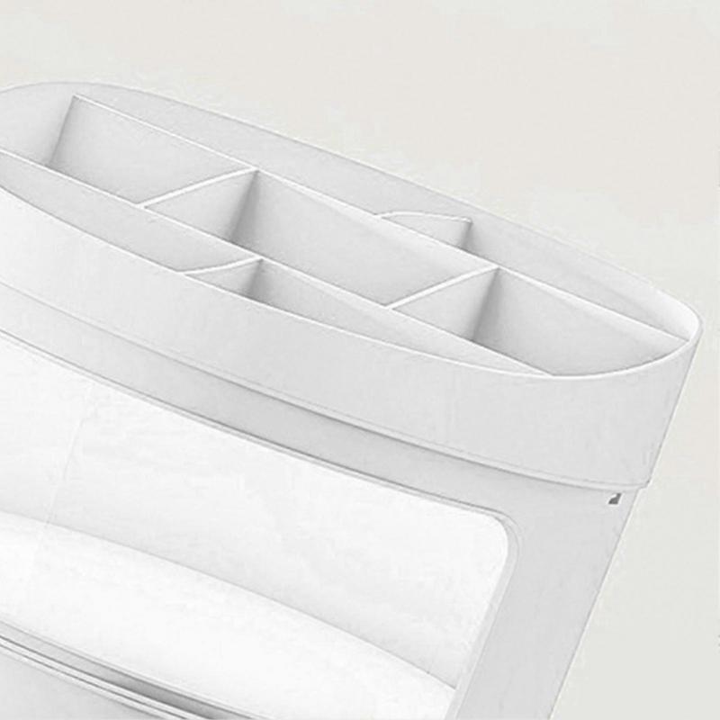 Makeup Perfume Organizer Transparent Dustproof Cosmetic Display Case Round Desktop Makeup Box with Lid Large Capacity Muti Layer White