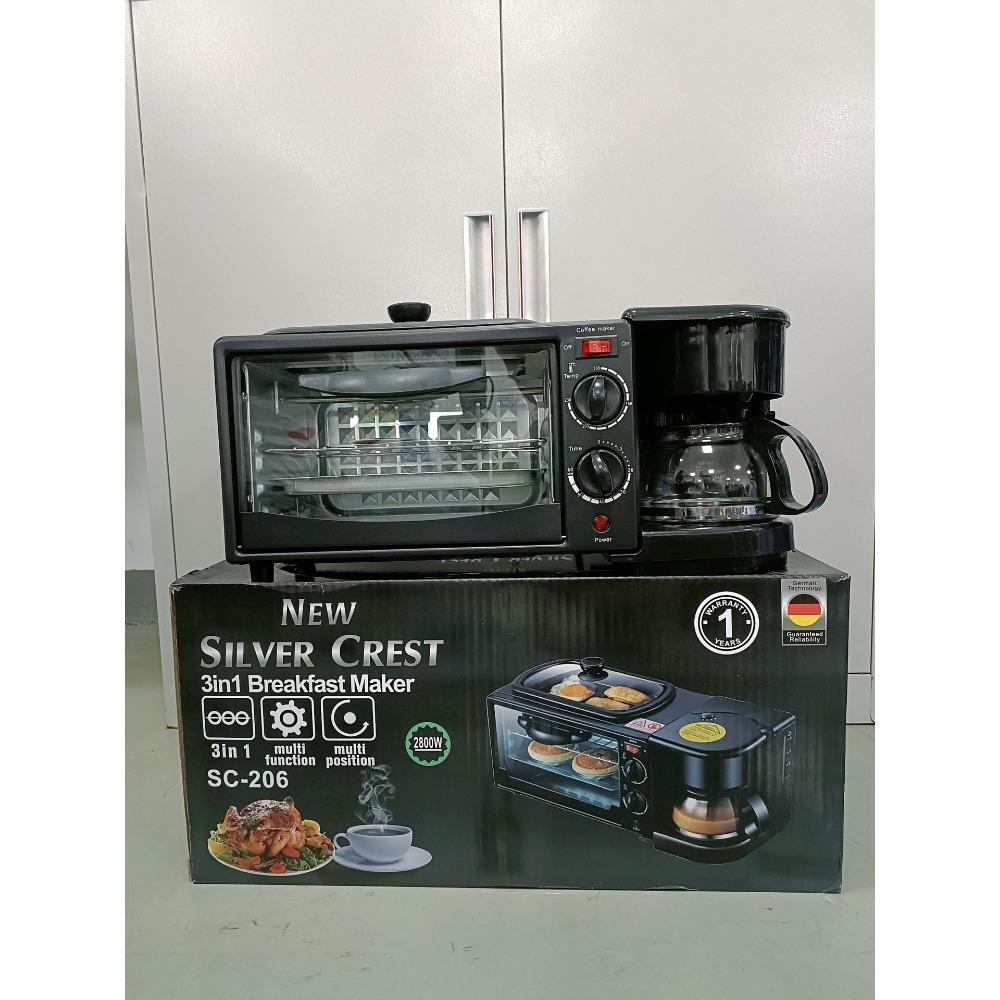 

Машина для завтрака 3-в-1 Бытовая многофункциональная духовка-тостер Кофеварка Хлебопечка British export 220V чёрный