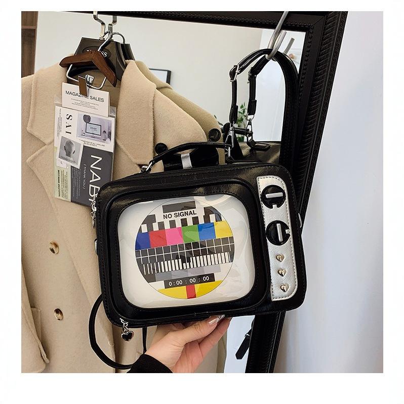 2025 New Retro TV Pain Bag Small Food Intake Square Antenna Bow Removable and Cross-shoulder