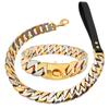 32Mm Stainless Steel Gold Black Leash Dog Chain Titanium Steel Leash Bully Bulldog