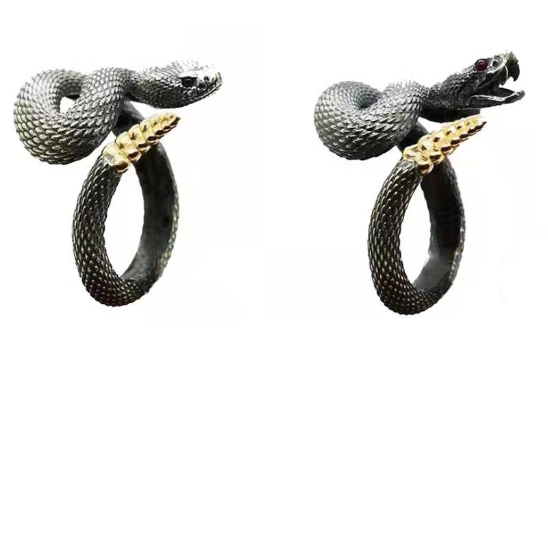 Klapperslange Hoved Ring Trendy Røver Og Flot Til Mænd Og Kvinder Dominerende Temperament Som Avanceret Personlighed Live Pegefinger Ring