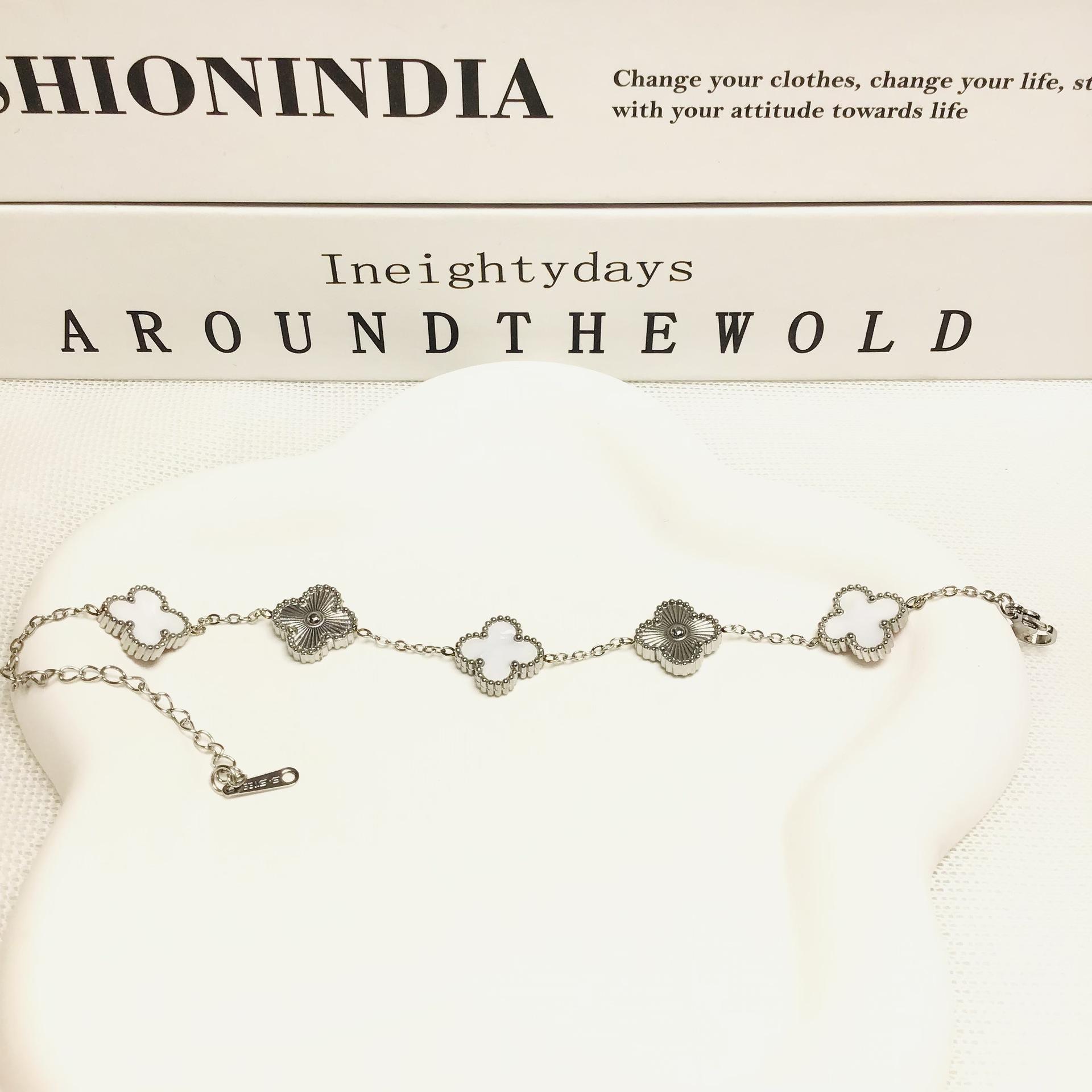 

13 мм браслет с четырьмя листьями клевера и пятью цветами 18 карат модный высококачественный женский браслет 18K