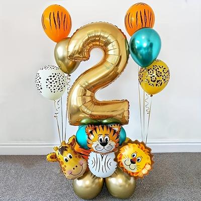 18 parça Yaban Hayatı Balon Seti 32 inç Altın Numarası Balonlar Jungle Safari Doğum Günü Partisi Dekorasyon Malzemeleri