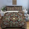 Intricate Symmetric Ethnic Pattern Duvet Cover Set Digital Print Colorful Polyester Bedding with Zipper Closur for Kids Gifts