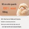 Men's Wool Camel Hair Long Leg Warmers with Knee Pads, Thickened Plus Velvet Cotton Layer, Women's Black Base Layer Pants for Autumn