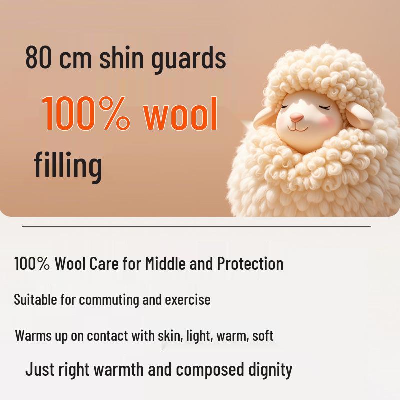 Men's Wool Camel Hair Long Leg Warmers with Knee Pads, Thickened Plus Velvet Cotton Layer, Women's Black Base Layer Pants for Autumn