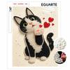 Framed Pearl Painting Kit Cute Tuxedo Cat With Heart 3D Shiny Bead Art Canvas for Bedroom Living Room Decoration