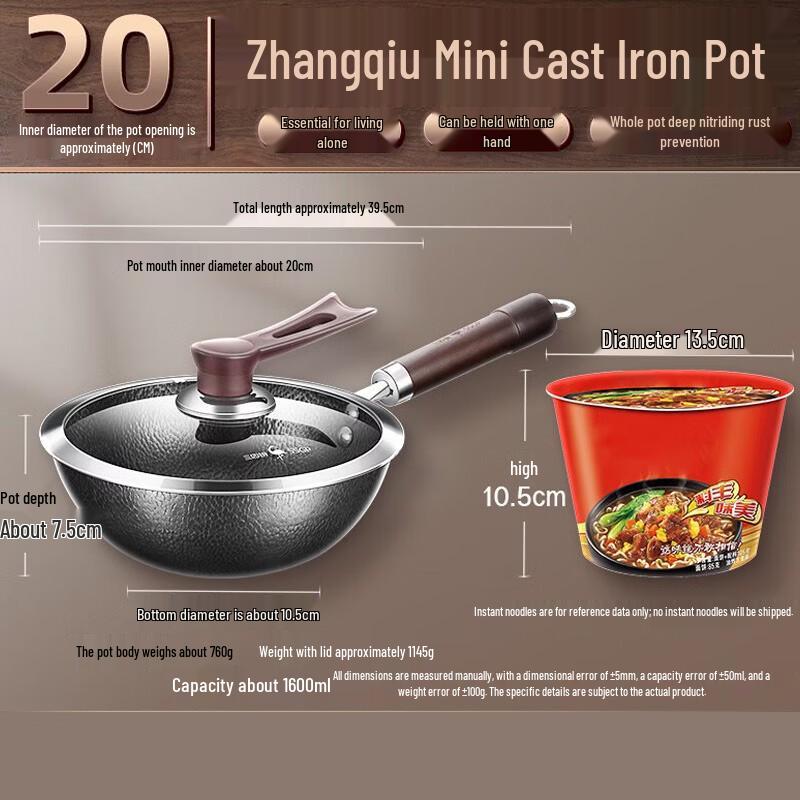 SSGP Wrought Iron Wok, 20cm, No Coating, Pre-Seasoned