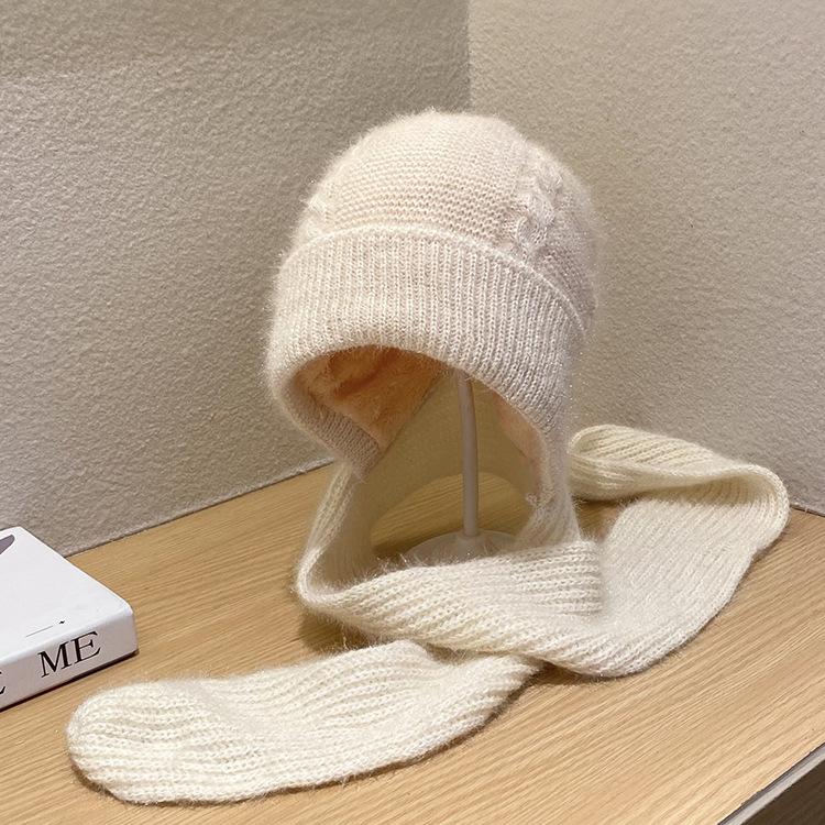 Winter Old Man's Hat Women's Thickened Warm Wind and Snow Hat  Mother's Hat Scarf  Integrated Ear Protection  Old Lady Hat  Woolen Hat