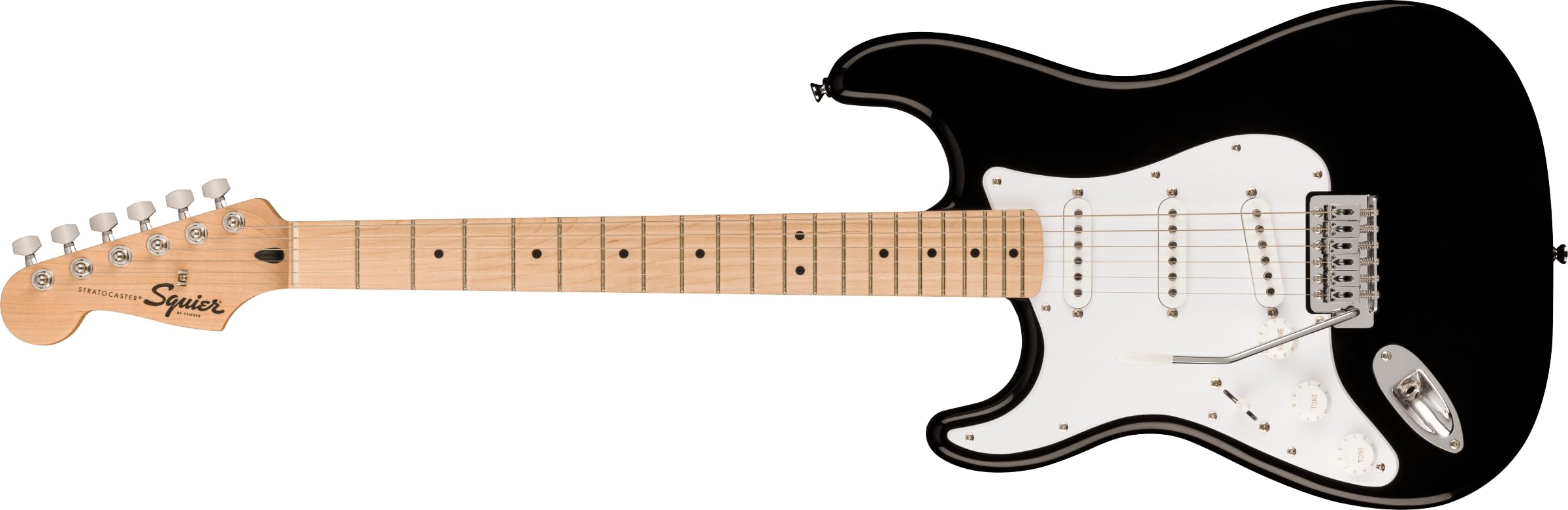 

Squier от Fender Squier Электрогитара Squier Клен Белый Черный Мягкий чехол в комплекте Sonic™ Stratocaster® Леворукий, Накладка грифа, Пикгард, чёрный