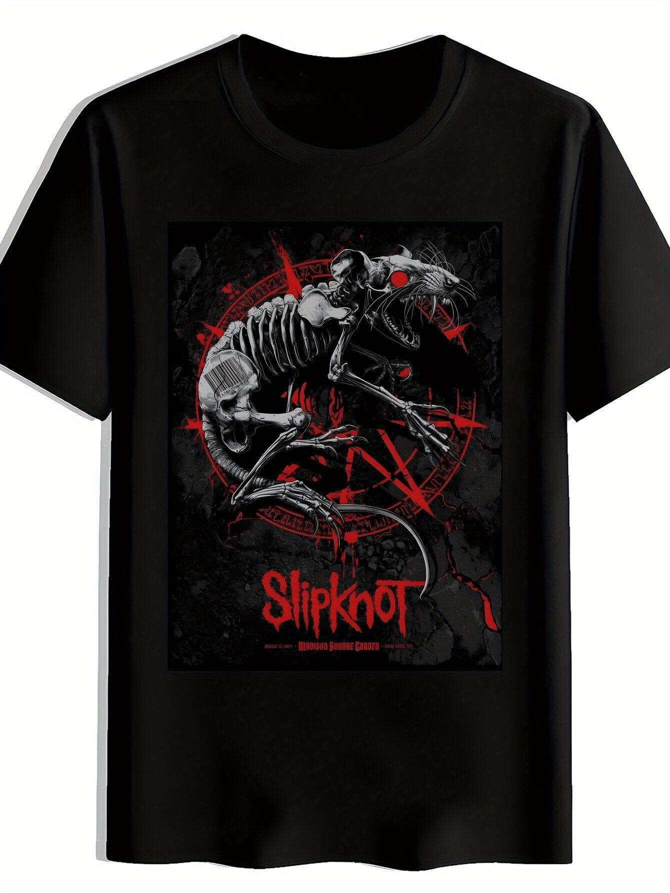 Slipknot Graphic Print Black Short-Sleeve T-shirt - 100% Polyester L