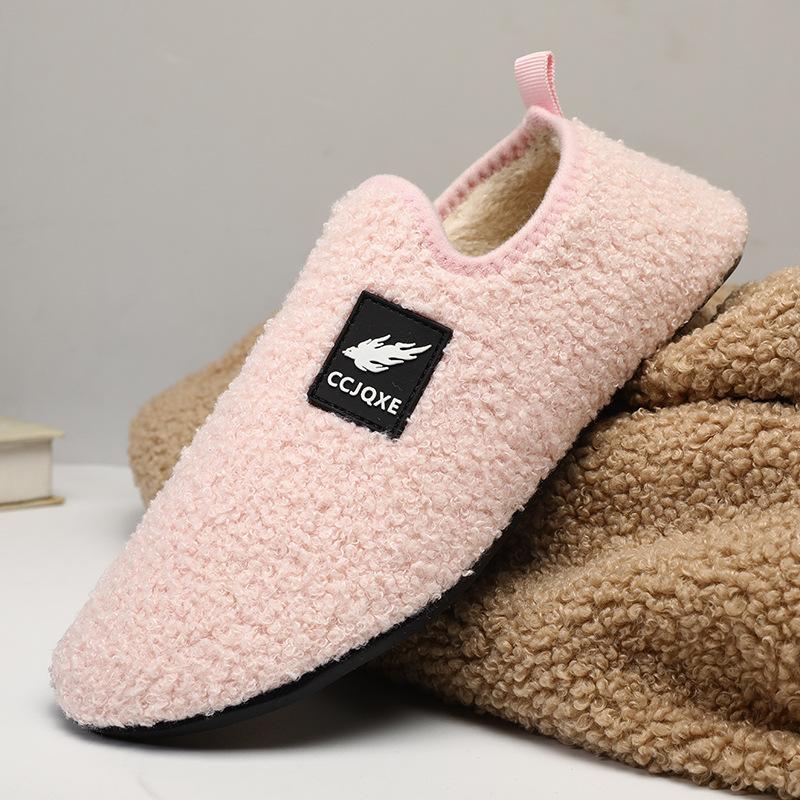Home cotton shoes indoor household plush slippers winter warm couple waterproof bag and cotton slippers