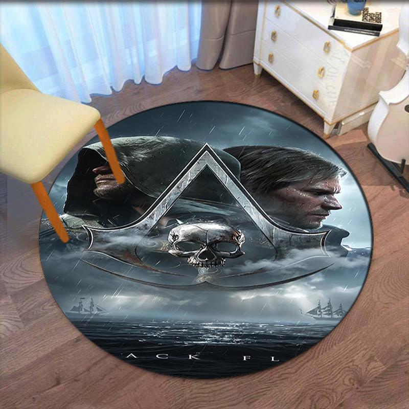 Assassin's Creed Printed Round Rug Carpet Chair Rug Area Rug Entryway Doormats,for Office Chair Living Room Bedroom Kitchen Room.