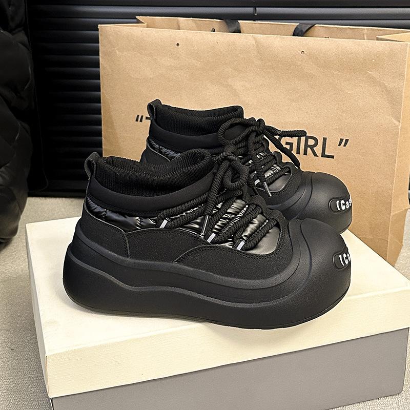 Damen Winterstiefel mit dicker Sohle, leicht, warm gefüttert, Schneestiefel, rutschfest, abriebfest, lässige Sneakers, Baumwollstiefel