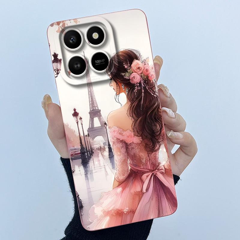 Case For Honor X7d Cute Panda Sweet Girls Cats Liquid Silicone Soft Back Cover For Honor 400 Smart 5G Bumper Protective Casing