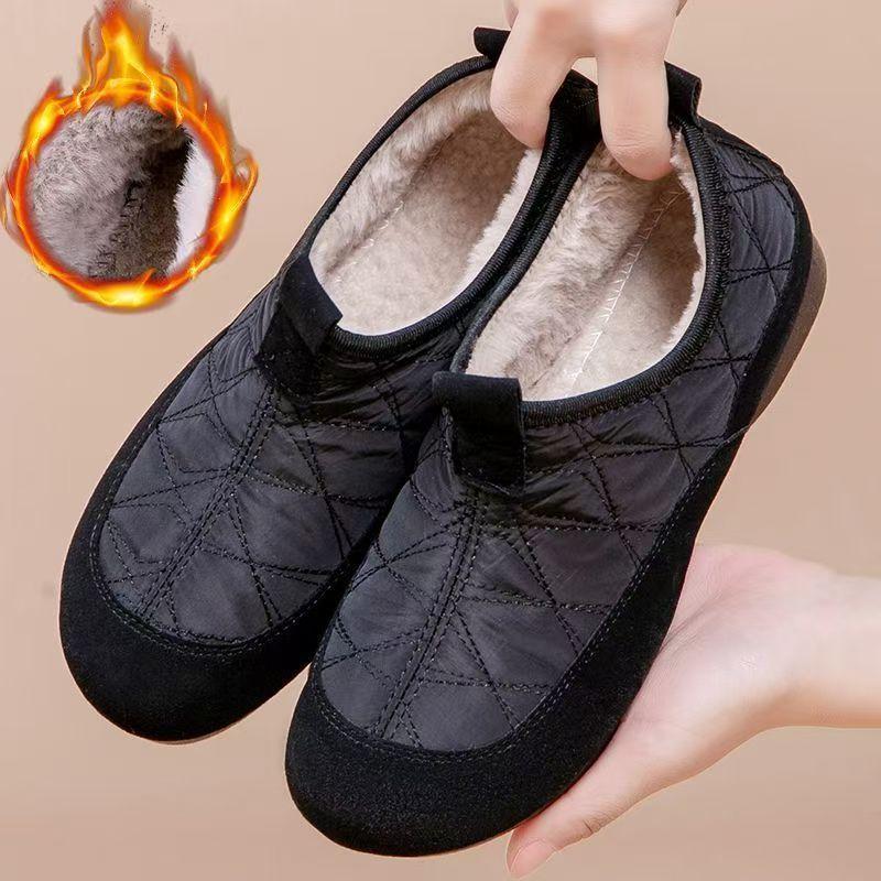 Winter neue Damen Baumwollschuhe Fleece weichsohlige Baumwollstiefel Fleece Ein-Pedal rutschfest verdickt warm Schneestiefel