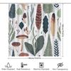 Vintage-Inspired Bath Curtains Featuring A Charming Forest Theme With Leaves, Mushrooms, Ferns, Feathers Perfect For Creating A